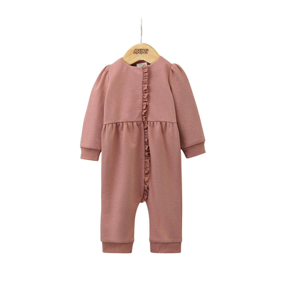 Mamas & Papas Lace Trim Pink Romper