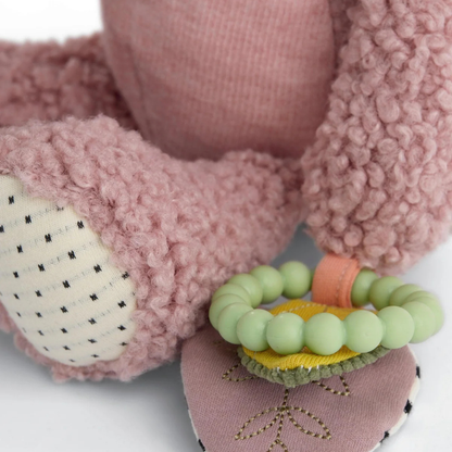 Pink Edie Elephant Activity Toy soft plush with sensory features for baby play and cuddles